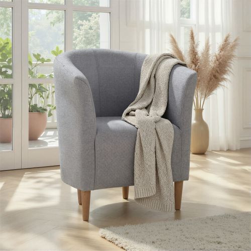 Fauteuil cabriolet MAUD II tissu neve gris clair vue d'ambiance 1