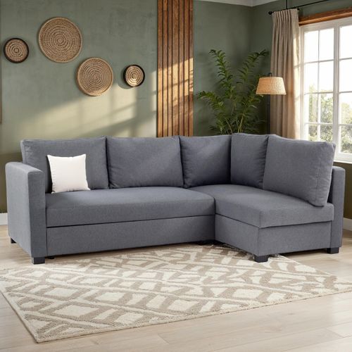 Canapé d'angle méridienne LUKE tissu anthracite