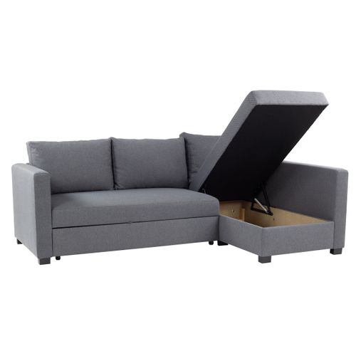 Canapé d'angle méridienne LUKE tissu anthracite