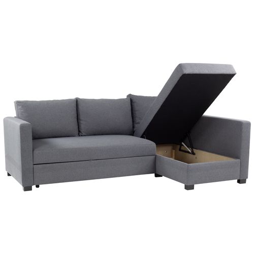 Canapé d'angle méridienne LUKE tissu anthracite