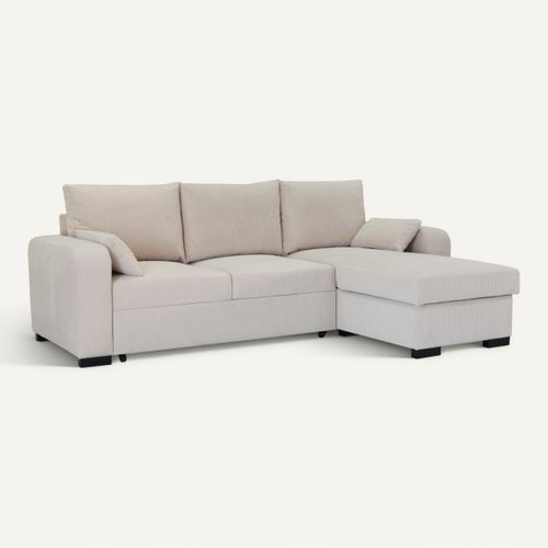 Canapé d'angle convertible méridienne réversible HARPER velours côtelé beige