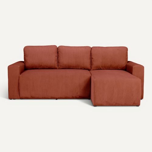 Canapé d'angle convertible MILO tissu terracotta vue de face
