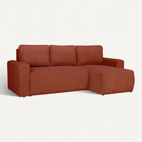 Canapé d'angle convertible MILO tissu terracotta vue 3/4