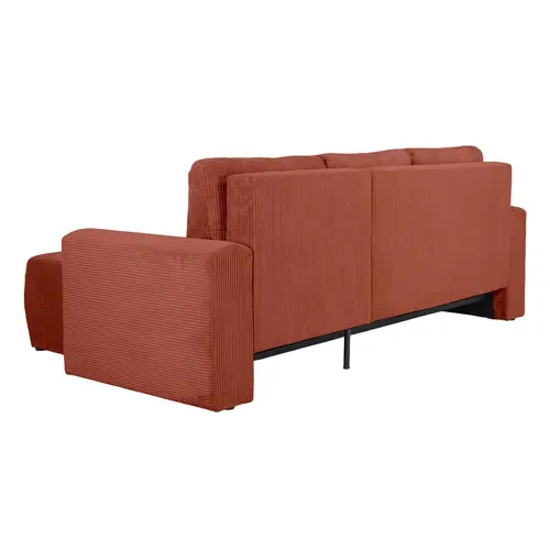 Canapé d'angle convertible MILO tissu terracotta vue de derrière