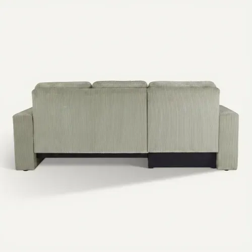 Canapé d'angle convertible MILO tissu poso sauge vue de derrière