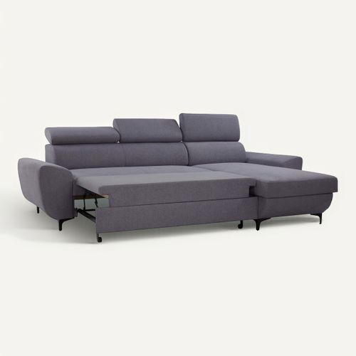 Canapé d'angle méridienne WESLEY réversible tissu loft café
