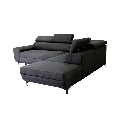 Canapé d'angle convertible droit WESLEY tissu loft anthracite vue de profil