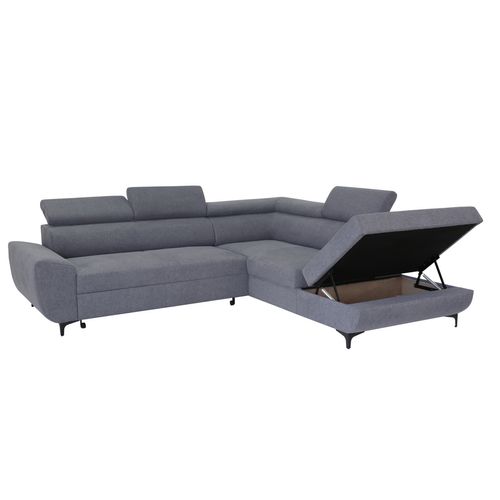 Canapé d'angle convertible droit WESLEY tissu loft anthracite