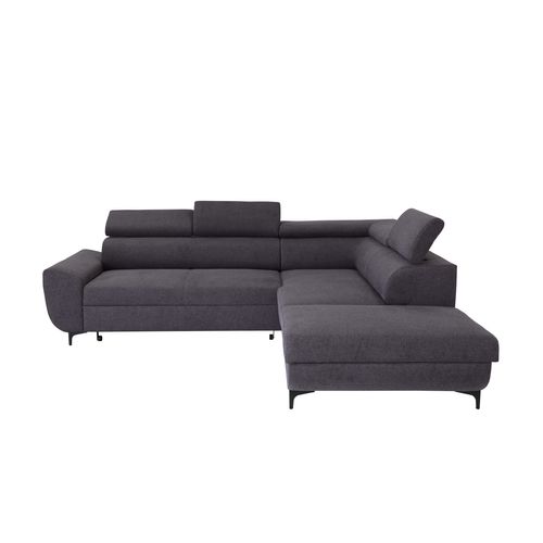 Canapé d'angle convertible droit WESLEY tissu loft cafe