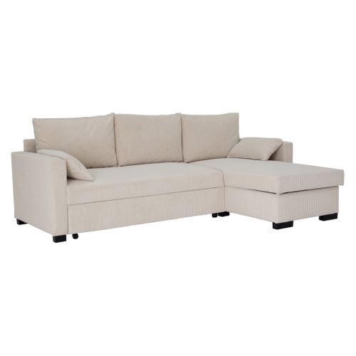 Canapé d'angle convertible méridienne réversible ARTHUR velours côtelé beige