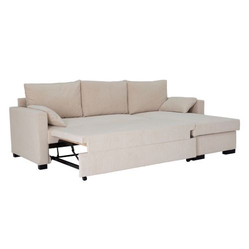 Canapé d'angle convertible méridienne réversible ARTHUR velours côtelé beige