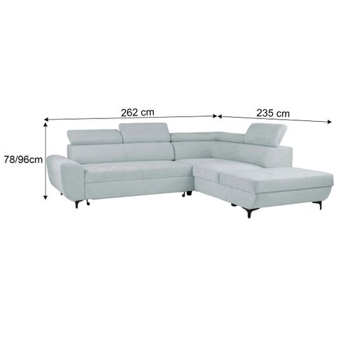 Canapé d'angle convertible droit SANTIAGO tissu gris