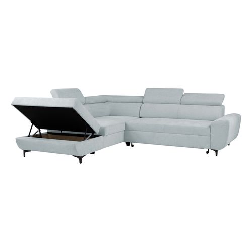 Canapé d'angle convertible gauche SANTIAGO tissu gris vue accessoires
