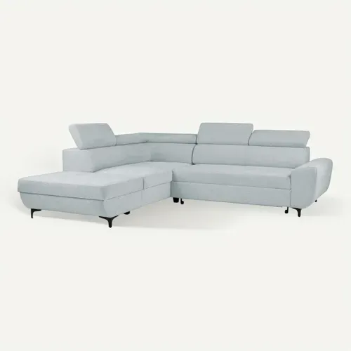 Canapé d'angle convertible gauche SANTIAGO tissu gris vue 3/4