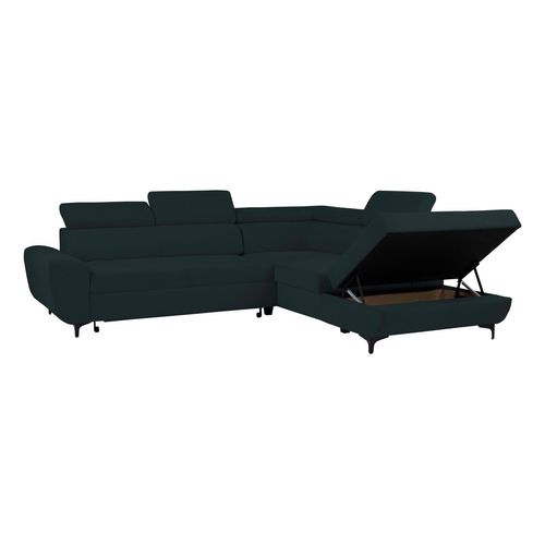 Canapé d'angle convertible droit SANTIAGO tissu anthracite