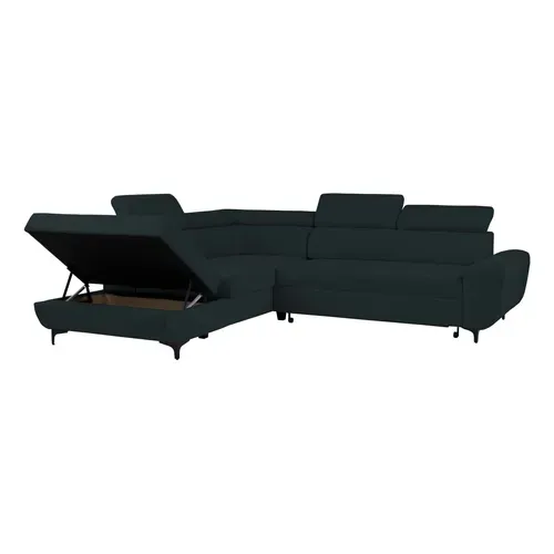 Canapé d'angle convertible gauche SANTIAGO tissu anthracite