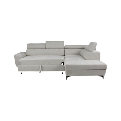 Canapé d'angle convertible droit SANTIAGO tissu blanc cassé