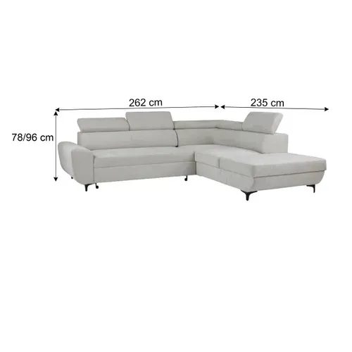 Canapé d'angle convertible droit SANTIAGO tissu blanc cassé