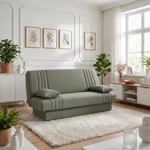 Banquette-lit clic-clac AUBERT tissu kaki vue d'ambiance 1