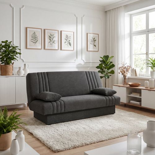 Banquette-lit-clic-clac AUBERT tissu gris foncé vue d'ambiance 1