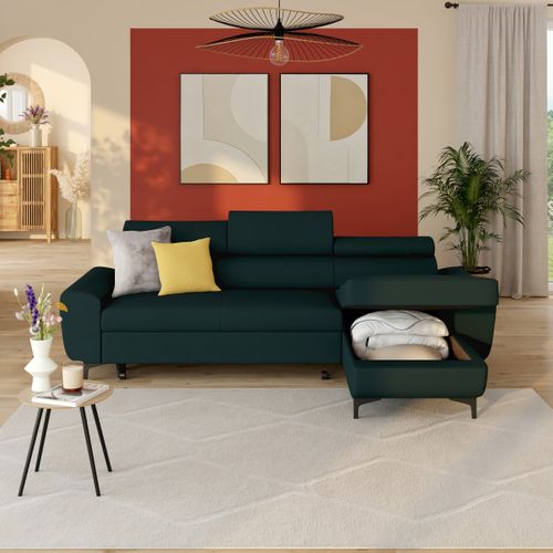 Canapé d'angle méridienne SANTIAGO réversible tissu anthracite