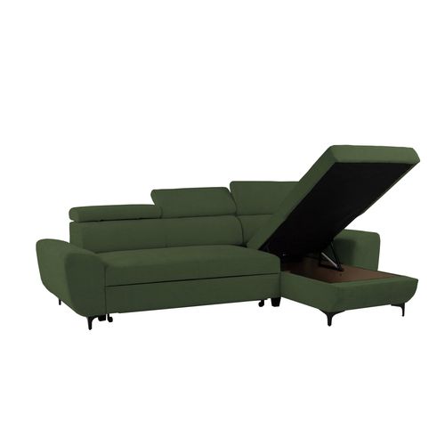 Canapé d'angle méridienne SANTIAGO réversible tissu kaki