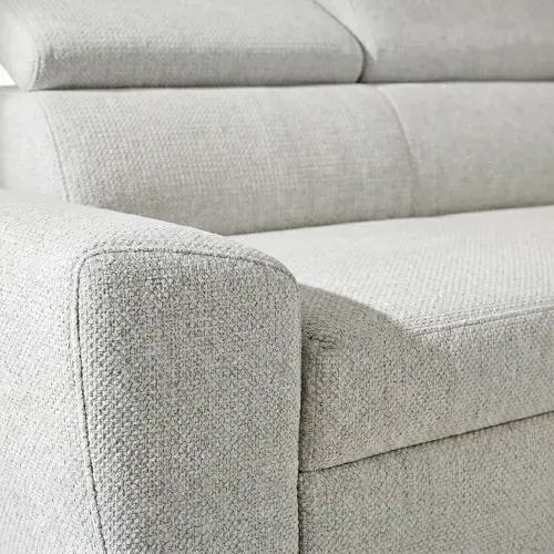 Canapé d'angle méridienne SANTIAGO réversible tissu blanc cassé vue détaillée