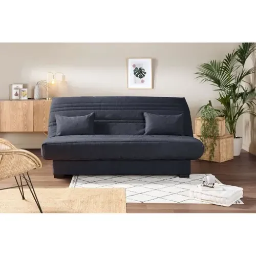 Banquette Clic Clac 3 Places - Matelas 17 Cm - Tissu Gris Anthracite - L199 X P96 X H103 Cm - Chloe