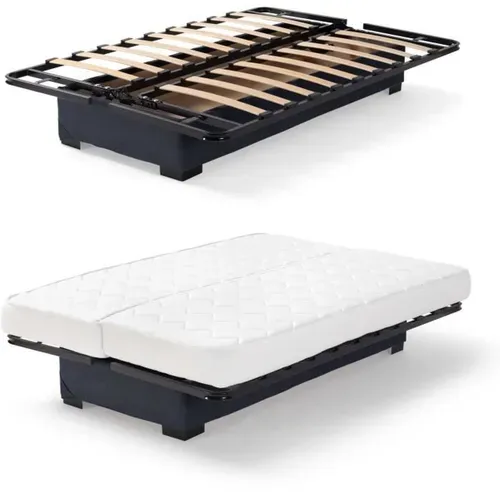 Banquette Clic Clac 3 Places - Matelas 17 Cm - Tissu Gris Anthracite - L199 X P96 X H103 Cm - Chloe