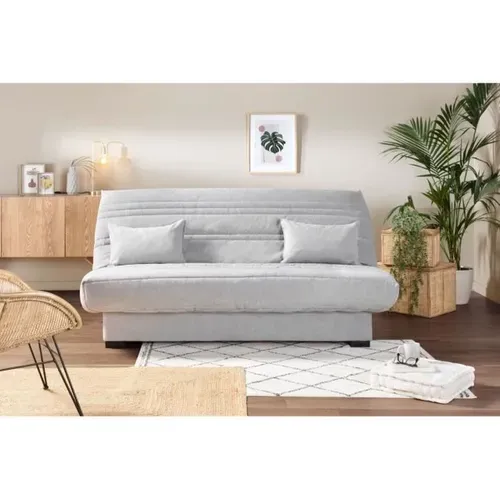 Banquette Clic Clac 3 Places - Matelas 17 Cm - Tissu Gris Clair - L199 X P96 X H103 Cm - Chloe