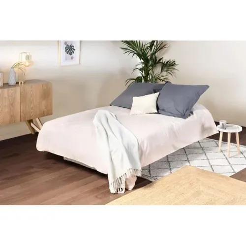 Banquette Clic Clac 3 Places - Matelas 17 Cm - Tissu Gris Clair - L199 X P96 X H103 Cm - Chloe