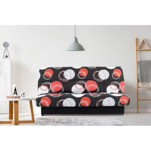 Banquette Clic-clac 3 Places Noire Avec Coffre Et Couchage 125 X 190 Cm