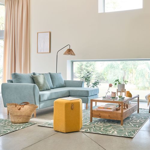 Canapé d'angle méridienne réversible ADRYAN II tissu soro vert