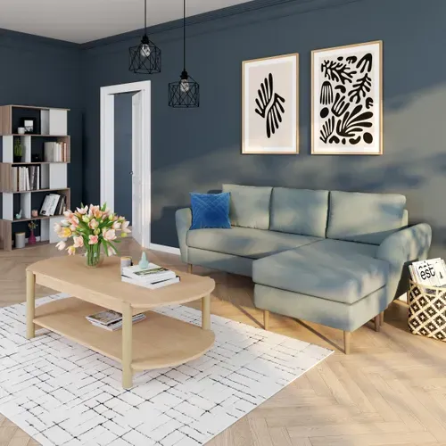 Canapé d'angle méridienne réversible ADRYAN II tissu soro vert