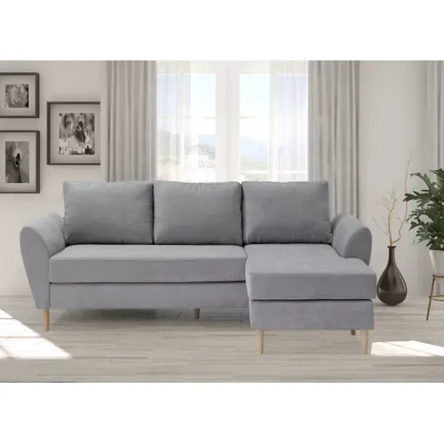Canapé d'angle méridienne réversible ADRYAN II tissu soro light grey