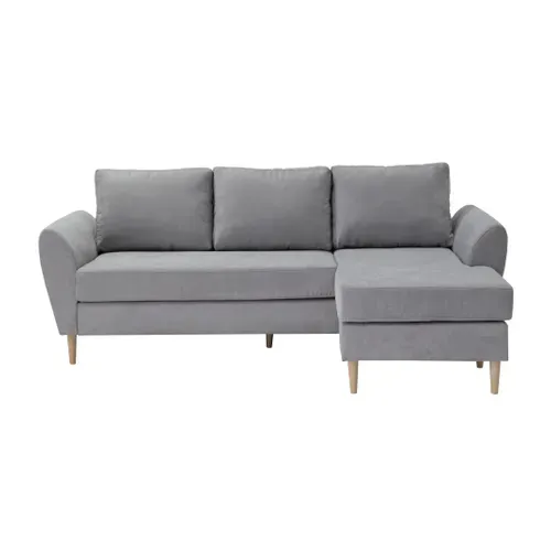 Canapé d'angle méridienne réversible ADRYAN II tissu soro light grey