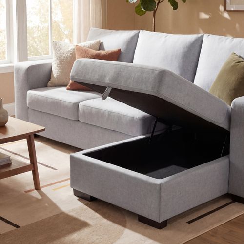 Canapé d'angle réversible ELTON Tissu gris clair