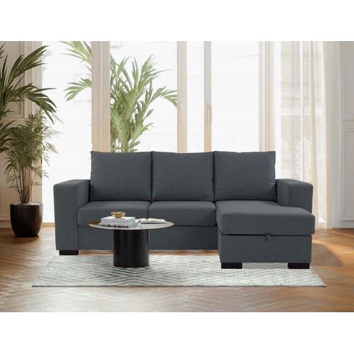 Canapé d'angle réversible ELTON Tissu anthracite