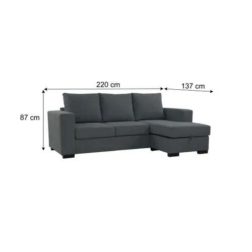 Canapé d'angle réversible ELTON Tissu anthracite