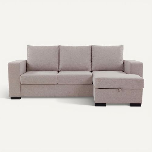 Canapé d'angle réversible ELTON Tissu beige vue de face