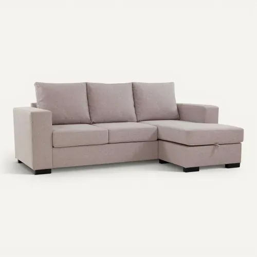 Canapé d'angle réversible ELTON Tissu beige vue 3/4