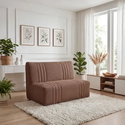 Banquette-lit BZ AUBERT tissu velours terracotta vue d'ambiance 1