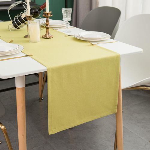 Chemin De Table En Lin, Imperméable, Double Face, Lavable En Machine, Jaune, 40 X 160 Cm