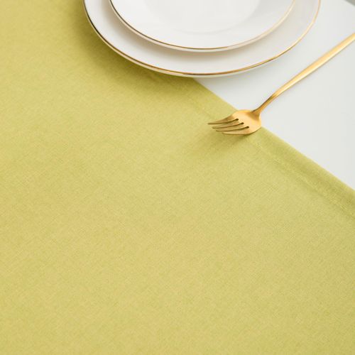 Chemin De Table En Lin, Imperméable, Double Face, Lavable En Machine, Jaune, 40 X 160 Cm