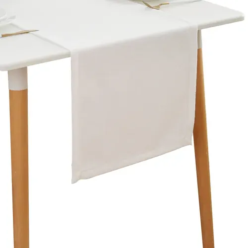 Chemin De Table En Lin, Imperméable, Réversible, Lavable En Machine, 30x120cm,blanc