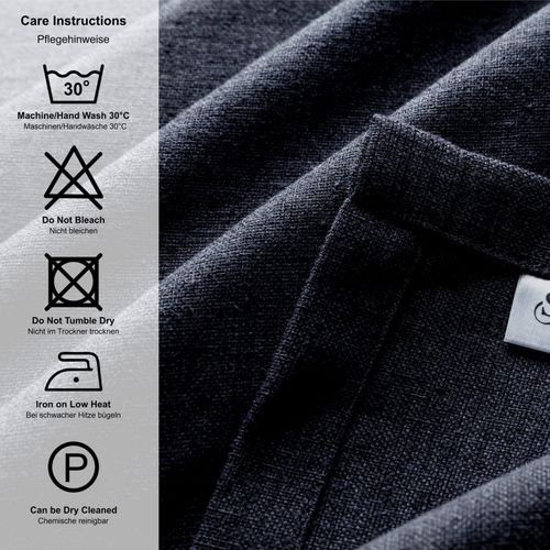 Chemin De Table En Lin,imperméable,réversible,lavable En Machine,noir,40x160cm