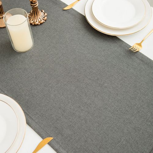 Chemin De Table En Lin, Imperméable, Réversible, Lavable En Machine, Gris Foncé, 30 X 120 Cm