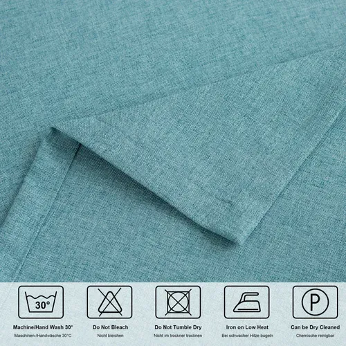 Chemin De Table En Lin, Imperméable, Réversible, Lavable En Machine,bleu, 30 X 120 Cm