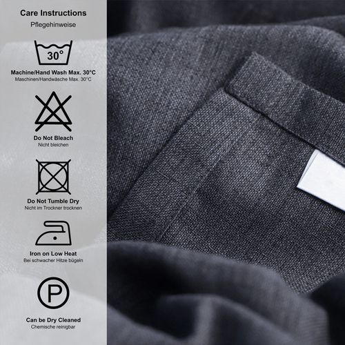 Nappe Ronde, Gris Foncé, Aspect Lin, Imperméable, Lavable En Machine, Réversible, 160 Cm