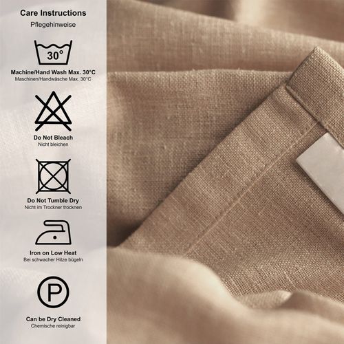 Nappe Ronde, Beige, Aspect Lin, Imperméable, Lavable En Machine, Réversible, 160 Cm